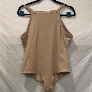 ReoRia Tan Fitted Bodysuit with Sleeveless Design